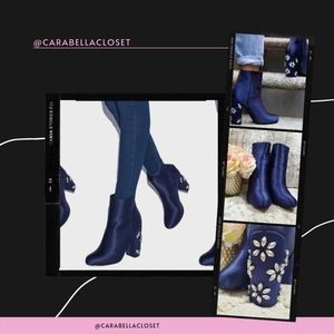 NWOT-Satin Bootie Navy Blue